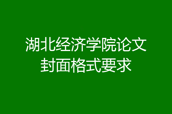 湖北经济学院论文封面格式要求