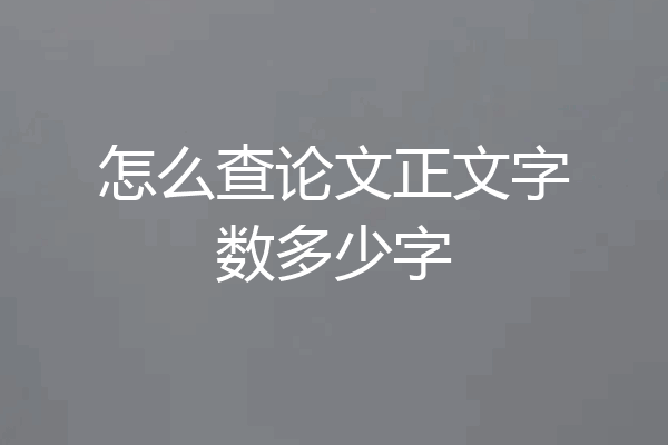 怎么查论文正文字数多少字