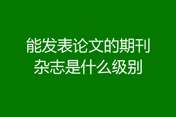 能发表论文的期刊杂志是什么级别