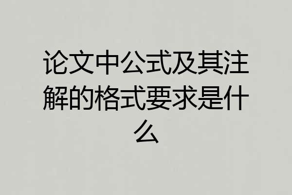 论文中公式及其注解的格式要求是什么