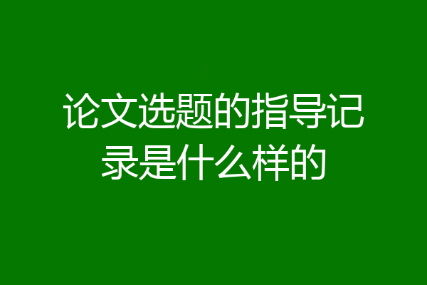 论文选题的指导记录是什么样的