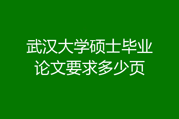 武汉大学硕士毕业论文要求多少页