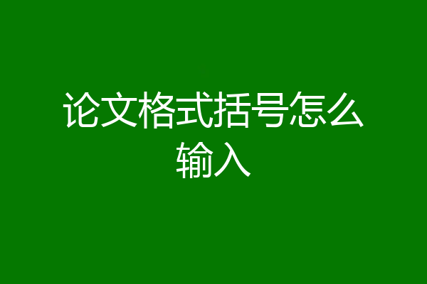 论文格式括号怎么输入