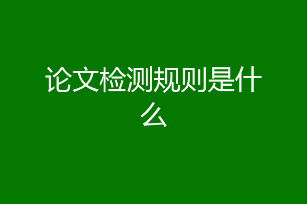 论文检测规则是什么