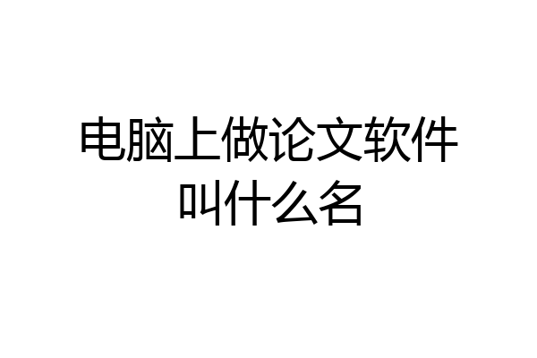 电脑上做论文软件叫什么名