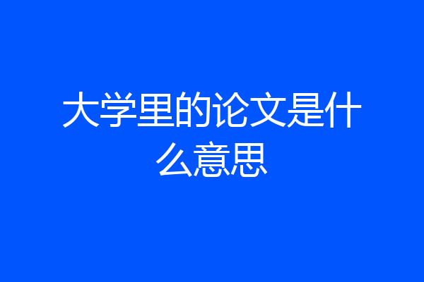 大学里的论文是什么意思