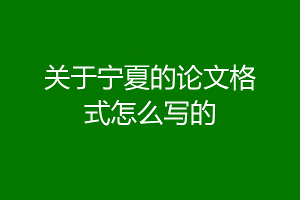 关于宁夏的论文格式怎么写的