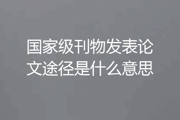 国家级刊物发表论文途径是什么意思