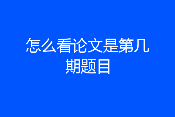 怎么看论文是第几期题目