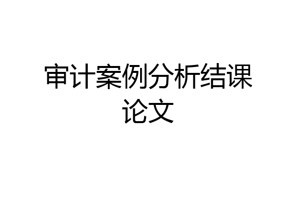 审计案例分析结课论文