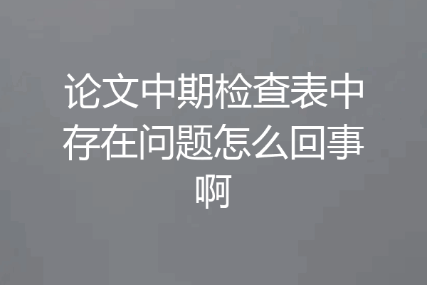 论文中期检查表中存在问题怎么回事啊