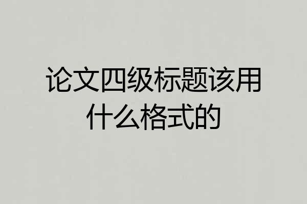 论文四级标题该用什么格式的