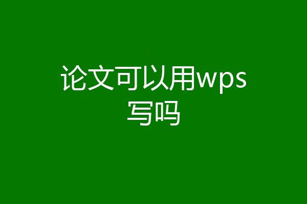 论文可以用wps写吗