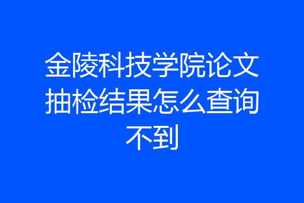 金陵科技学院论文抽检结果怎么查询不到