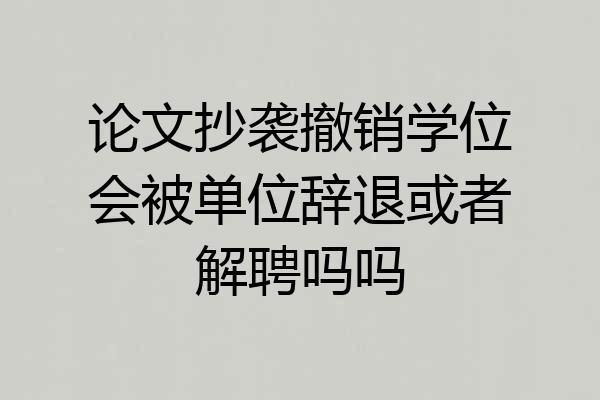 论文抄袭撤销学位会被单位辞退或者解聘吗吗