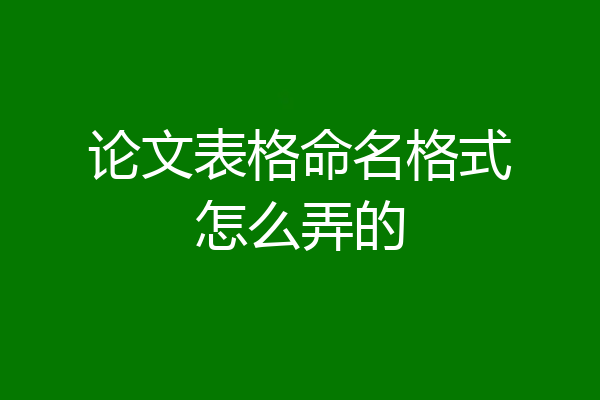 论文表格命名格式怎么弄的