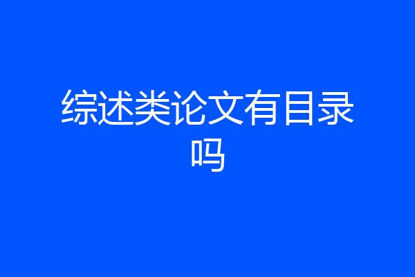 综述类论文有目录吗