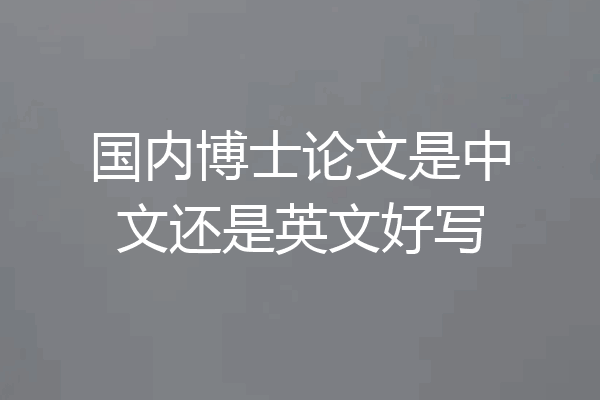 国内博士论文是中文还是英文好写