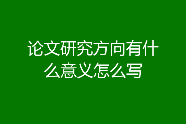 论文研究方向有什么意义怎么写