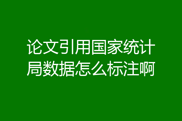 论文引用国家统计局数据怎么标注啊