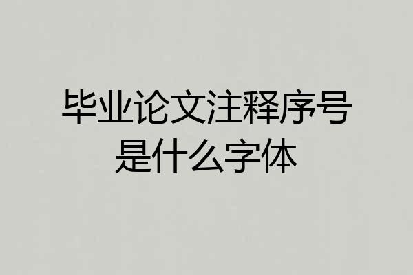 毕业论文注释序号是什么字体
