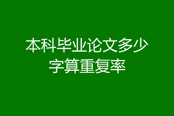 本科毕业论文多少字算重复率