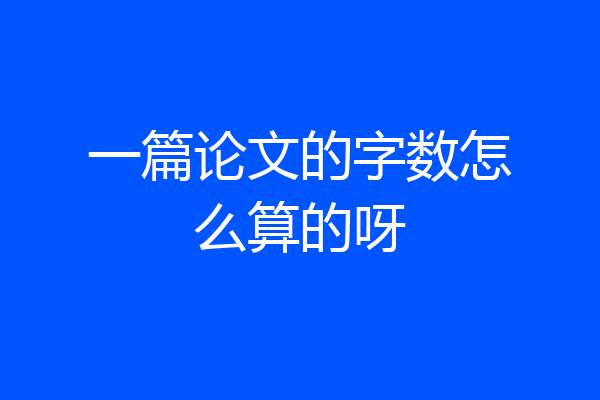 一篇论文的字数怎么算的呀