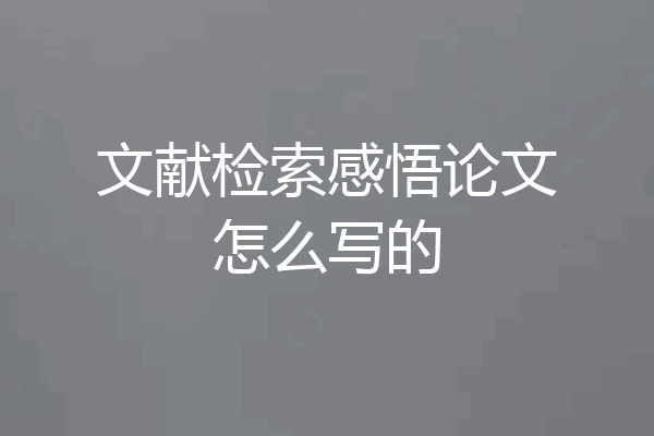 文献检索感悟论文怎么写的