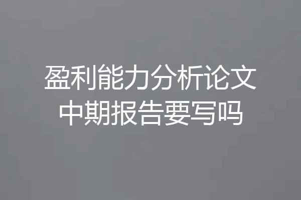 盈利能力分析论文中期报告要写吗