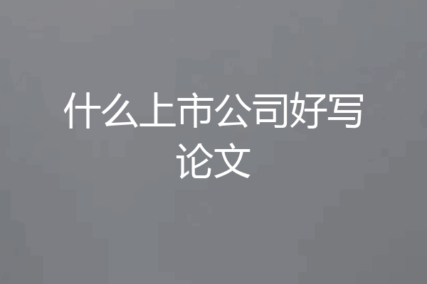 什么上市公司好写论文