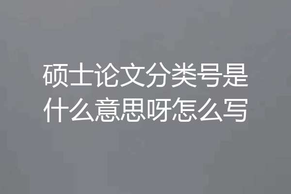 硕士论文分类号是什么意思呀怎么写