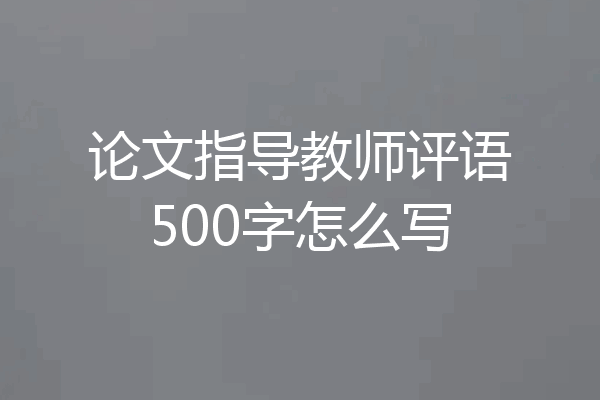 论文指导教师评语500字怎么写