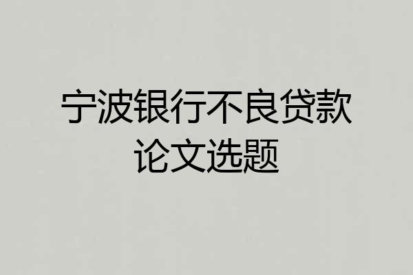 宁波银行不良贷款论文选题