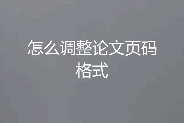 怎么调整论文页码格式
