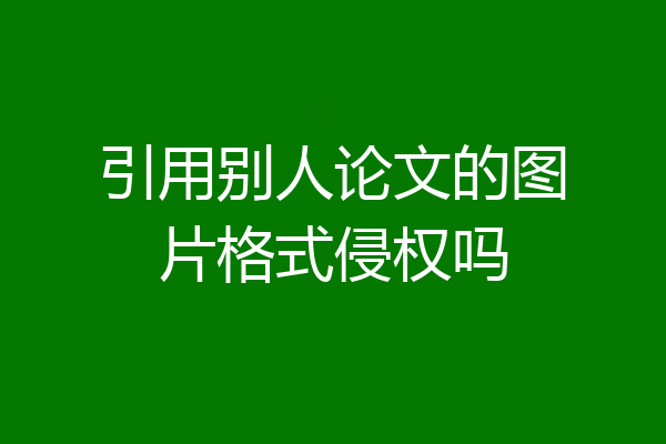 引用别人论文的图片格式侵权吗