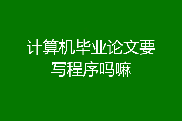 计算机毕业论文要写程序吗嘛