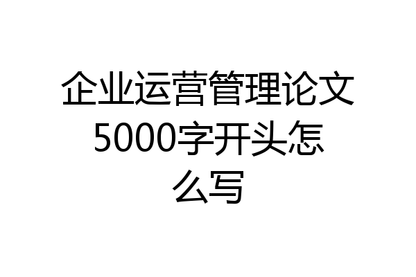 企业运营管理论文5000字开头怎么写