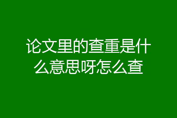 论文里的查重是什么意思呀怎么查