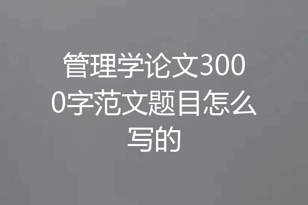 管理学论文3000字范文题目怎么写的