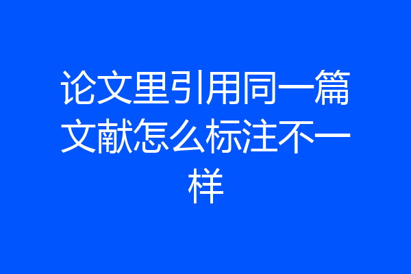 论文里引用同一篇文献怎么标注不一样