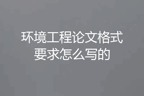 环境工程论文格式要求怎么写的