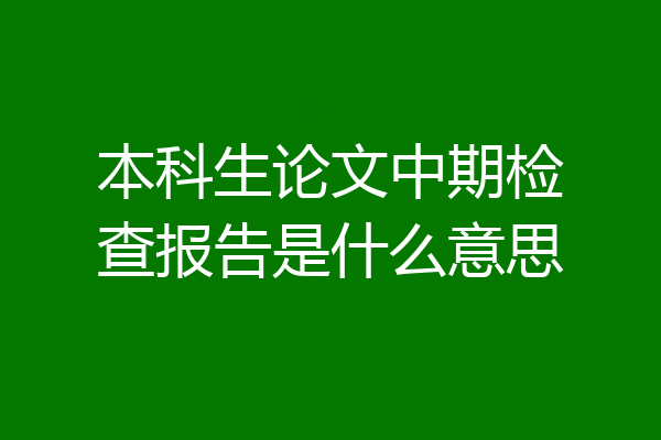 本科生论文中期检查报告是什么意思