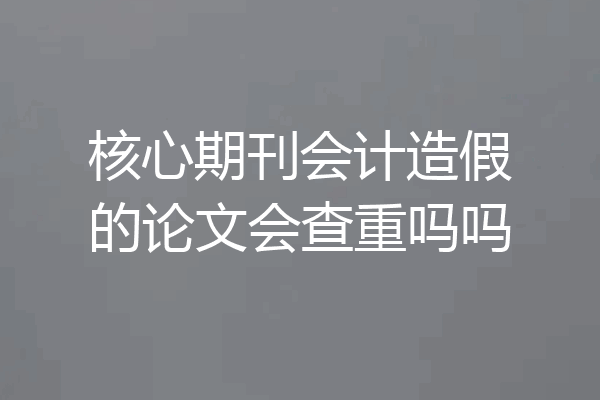 核心期刊会计造假的论文会查重吗吗