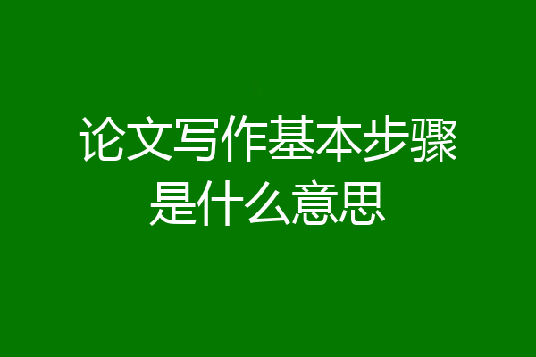 论文写作基本步骤是什么意思