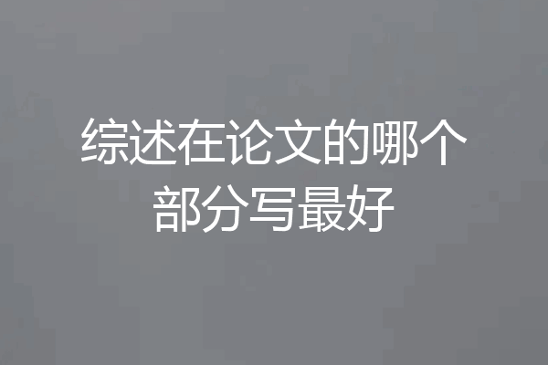 综述在论文的哪个部分写最好