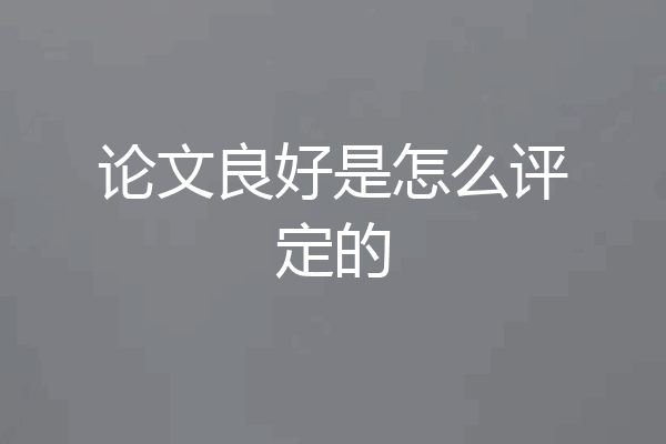 论文良好是怎么评定的