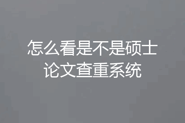怎么看是不是硕士论文查重系统
