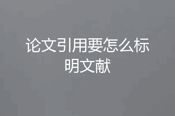 论文引用要怎么标明文献