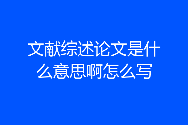 文献综述论文是什么意思啊怎么写