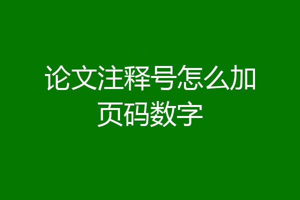 论文注释号怎么加页码数字